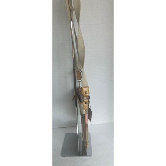 Coach Pink and Tan Patchwork Signature Jacquard Crossbody Strap Bag - Picture 3 of 11